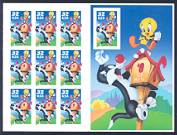 Sylvester & Tweety Sheet of 10 Die-Cut 10th Stamp United States, 1998